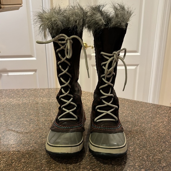 SOREL CATE THE GREAT LADIES BROWN GRAY WINTER SKI SNOW BOOTS-6M-1927-059 - Picture 13 of 14